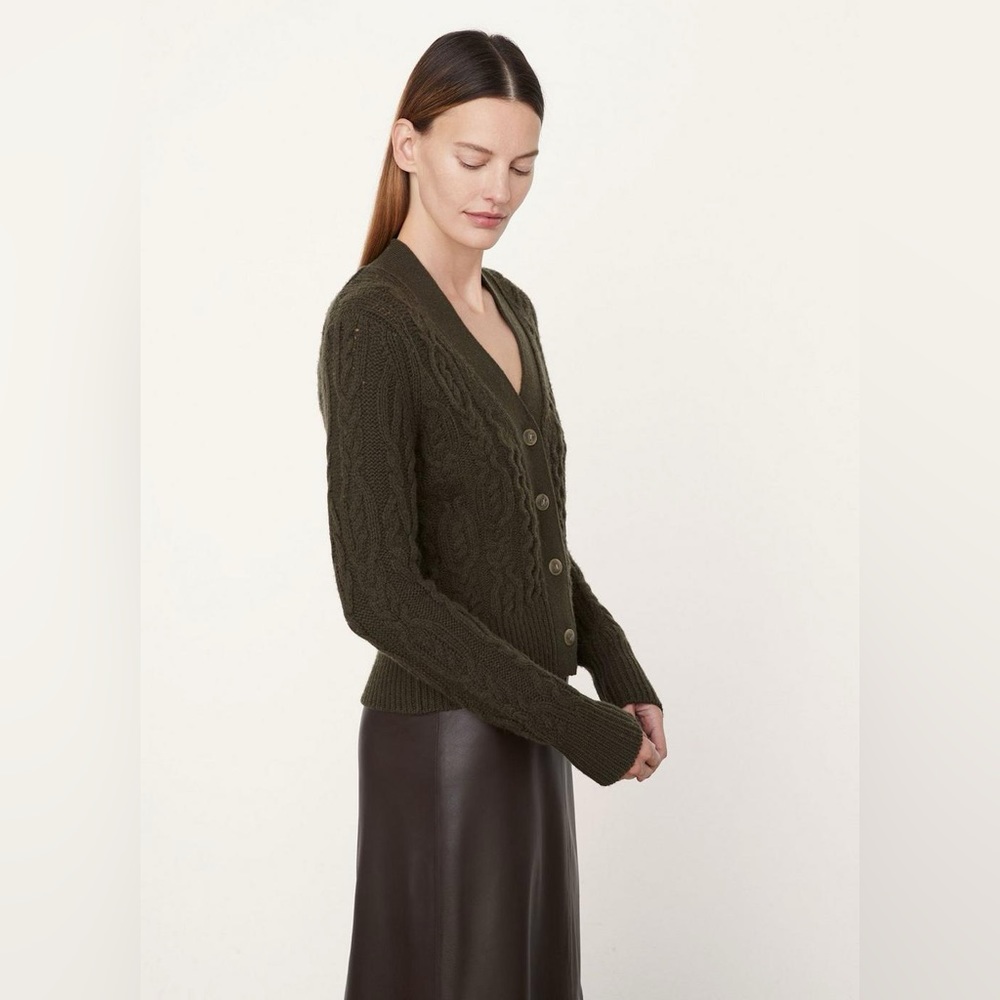 NWT $445 Vince Triple Braided Cable Knit Cardigan - Picture 2 of 4